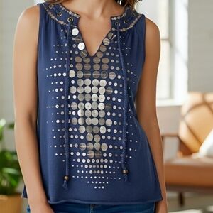 Womens Tank Top With Disc Decoratives (TK3)